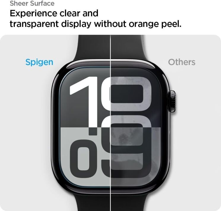 Комплект защитных пленок Spigen (SGP) EliteShield EZ Fit для Apple Watch 10 42 mm - Clear: фото 12 из 13