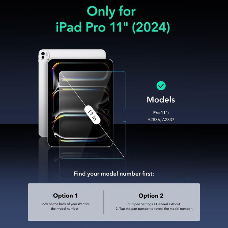 Комплект захисних стекол ESR Armorite Screen Protector для Apple iPad Pro 11 (2024): фото 2 з 9
