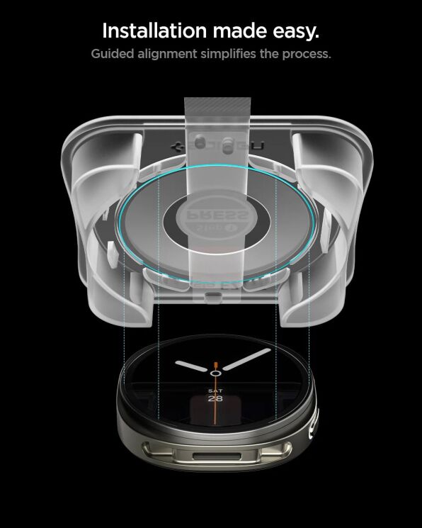 Комплект захисних стекол Spigen (SGP) Glas.tR EZ Fit для Samsung Galaxy Watch 8 (40mm) AGL09874 - Clear: фото 9 з 11