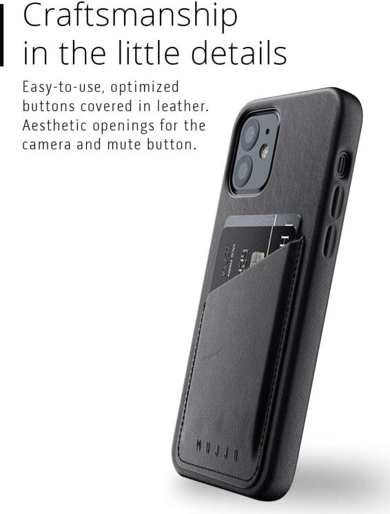 Кожаный чехол MUJJO Full Leather Wallet для Apple iPhone 12 mini - Black: фото 7 из 9
