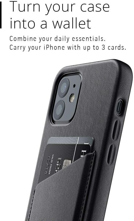 Кожаный чехол MUJJO Full Leather Wallet для Apple iPhone 12 mini - Black: фото 3 из 9