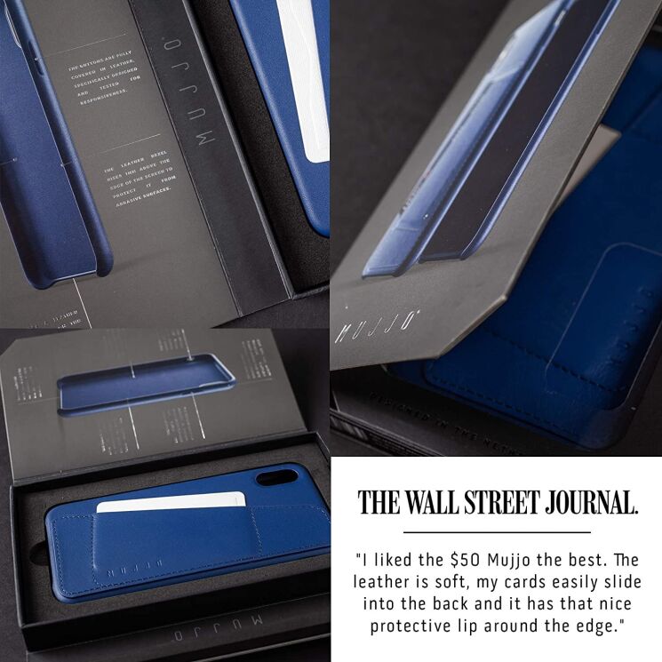 Шкіряний чохол MUJJO Full Leather Wallet для Apple iPhone 12 mini - Monaco Blue: фото 9 з 9