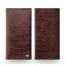Кожаный чехол QIALINO Crocodile Wallet Cover для Apple iPhone XS Max - Brown: фото 1 из 13