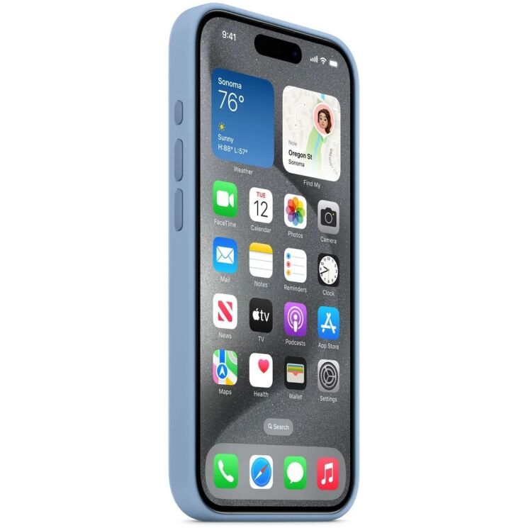 Оригинальный чехол Silicone Case with MagSafe для Apple iPhone 15 Pro (MT1L3) - Winter Blue: фото 5 из 5