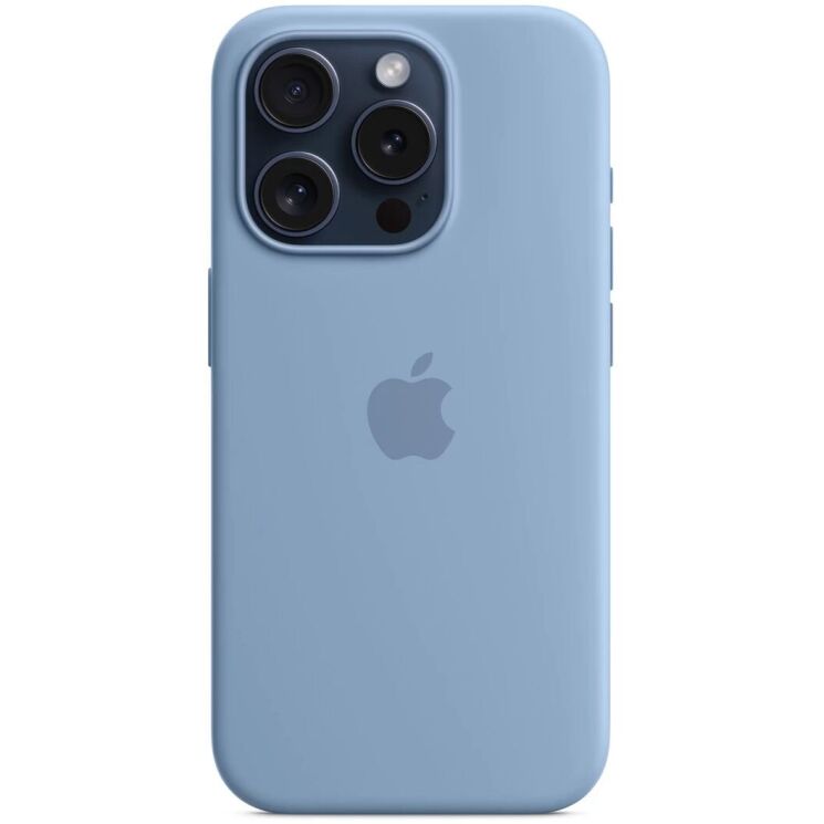 Оригинальный чехол Silicone Case with MagSafe для Apple iPhone 15 Pro (MT1L3) - Winter Blue: фото 2 из 5