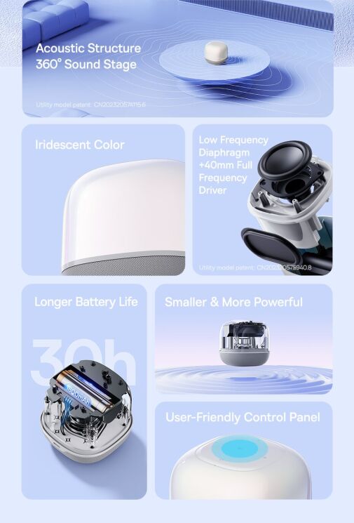 Портативна акустика Baseus AeQur V2 (A20050500211-00) - White: фото 9 з 22
