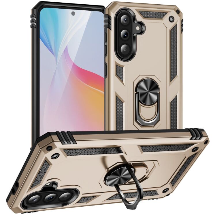 Противоударный чехол с подставкой Deexe Armor Case для Samsung Galaxy A37 (A376) - Gold: фото 1 из 7