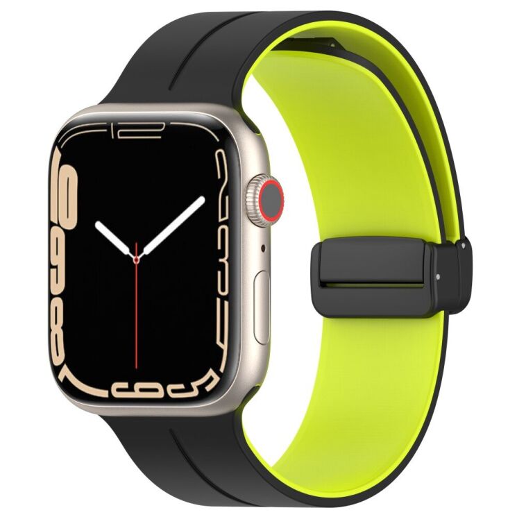 Ремінець Deexe Color Soft Line для Apple Watch 46 / 45 / 44 / SE 44 / 42 (Series 1-3) / Ultra / Ultra 2 / Ultra 3 - Black / Green: фото 5 з 7