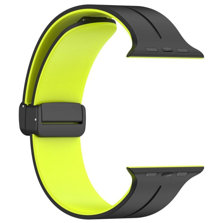 Ремінець Deexe Color Soft Line для Apple Watch 46 / 45 / 44 / SE 44 / 42 (Series 1-3) / Ultra / Ultra 2 / Ultra 3 - Black / Green: фото 3 з 7