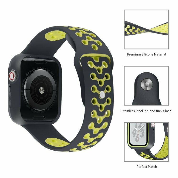 Ремешок Deexe Dot Color для Apple Watch 42 (Series 10) / 41 / 40 / SE 40 / 38 - Black / Yellow: фото 3 из 6