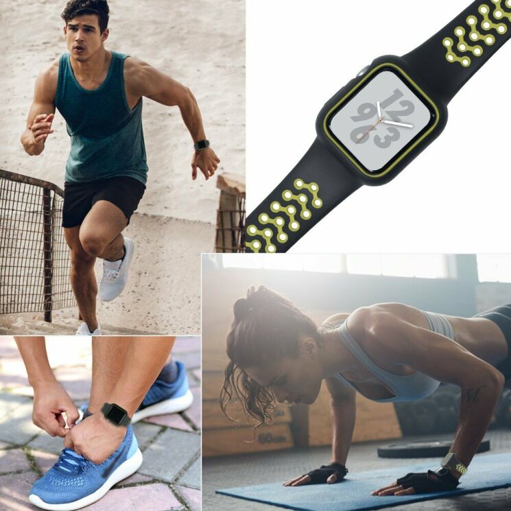 Ремешок Deexe Dot Color для Apple Watch 42 (Series 10) / 41 / 40 / SE 40 / 38 - Black / Yellow: фото 6 из 6