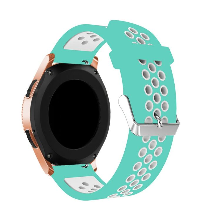 Ремешок Deexe Dual Color для Samsung Galaxy Watch 42mm / Watch 3 41mm - Cyan/White: фото 2 из 4