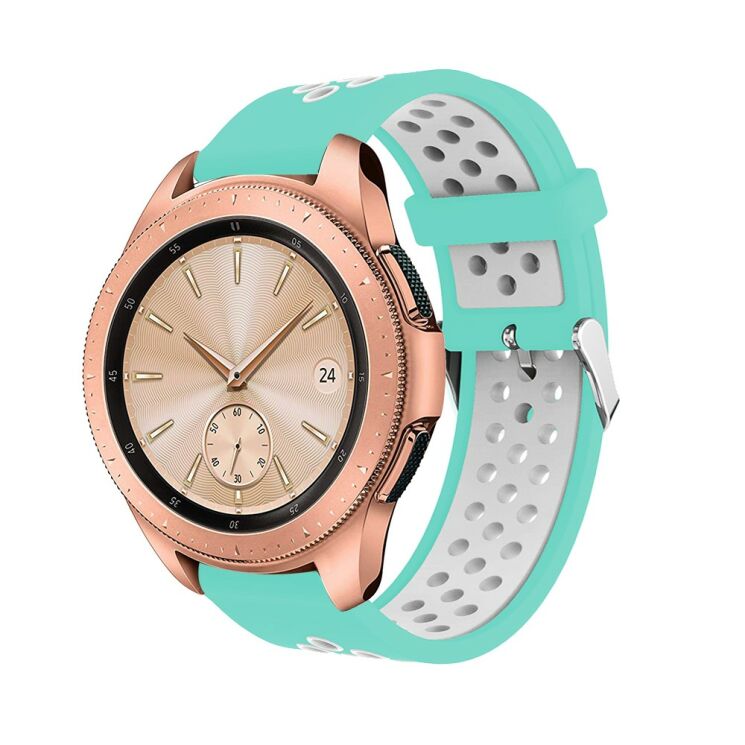 Ремешок Deexe Dual Color для Samsung Galaxy Watch 42mm / Watch 3 41mm - Cyan/White: фото 1 из 4