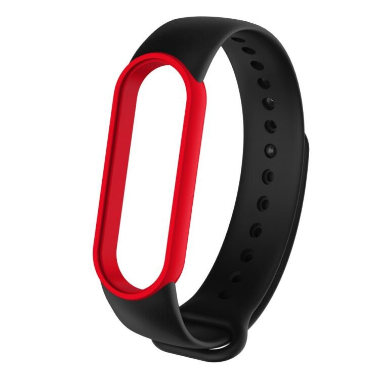Ремешок Deexe Dual Color для Xiaomi Mi Band 5 / Mi Band 6 - Red / Black: фото 1 из 1