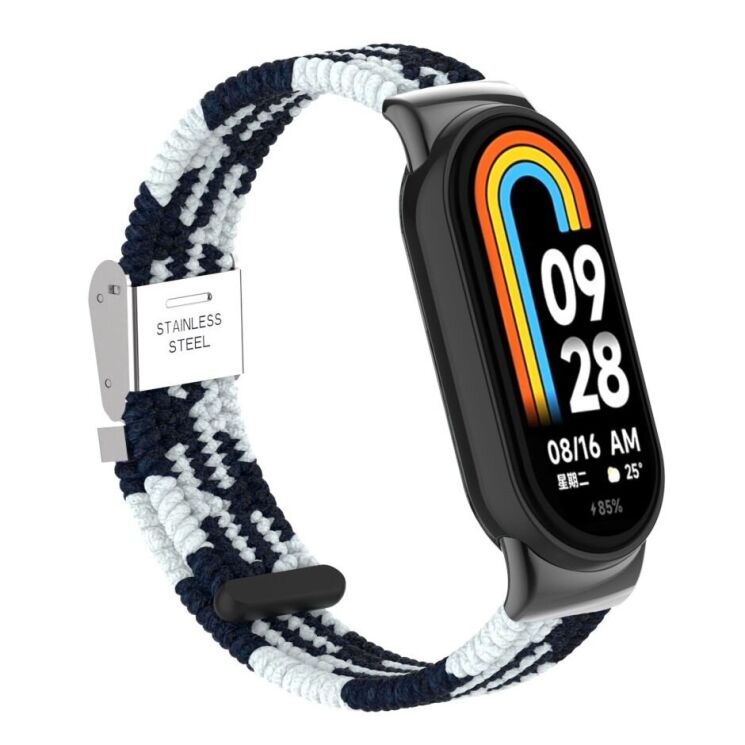 Ремешок Deexe Nylon Bracelet для Xiaomi Mi Smart Band 8 / 9 - Black / White: фото 4 из 6