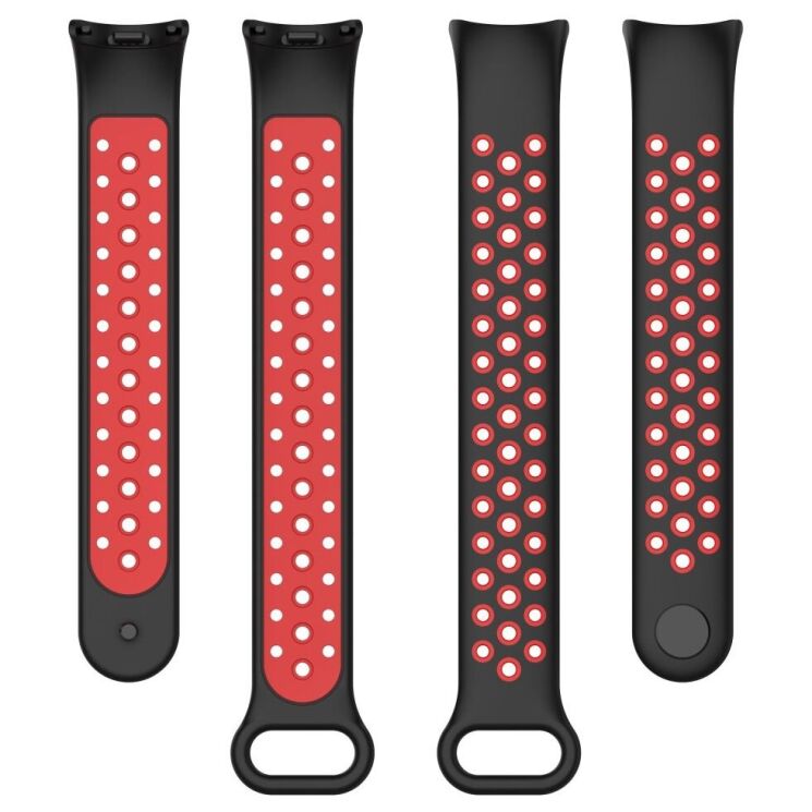 Ремешок Deexe Dual Color для Xiaomi Mi Smart Band 8 / 9 - Black / Red: фото 5 из 7