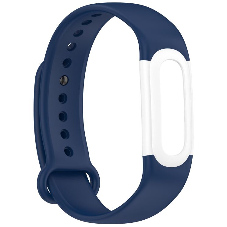 Ремінець Deexe Soft Silicone для Google Fitbit Air - Midnight Blue / White: фото 4 з 8