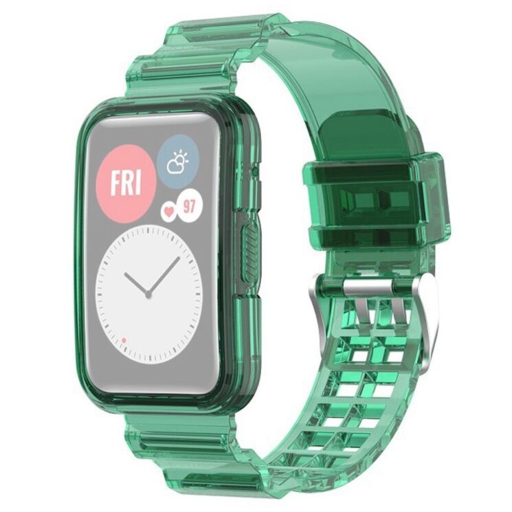 Ремешок Deexe Solid Color для Huawei Watch Fit 2 - Transparent Green: фото 1 из 7