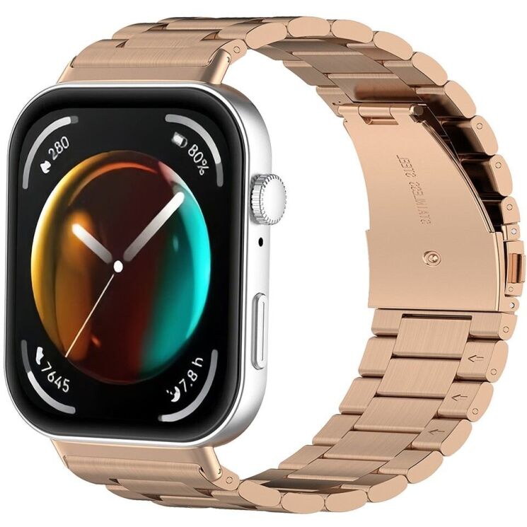 Ремінець Deexe Stainless Steel для Huawei Watch Fit 3 - Rose Gold: фото 4 з 6