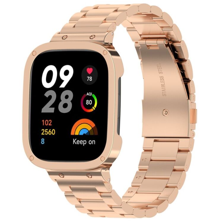 Ремінець Deexe Stainless Steel для Xiaomi Redmi Watch 3 - Rose Gold: фото 1 з 10