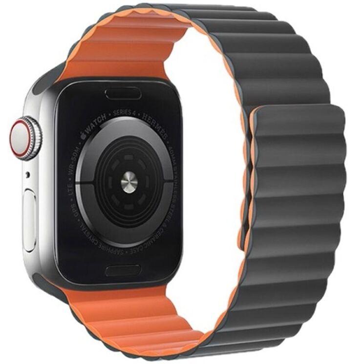 Ремінець Hoco WA07 для Apple Watch 46 / 45 / 44 / SE 44 / 42 (Series 1-3) / Ultra / Ultra 2 / Ultra 3 - Gray / Orange: фото 1 з 5