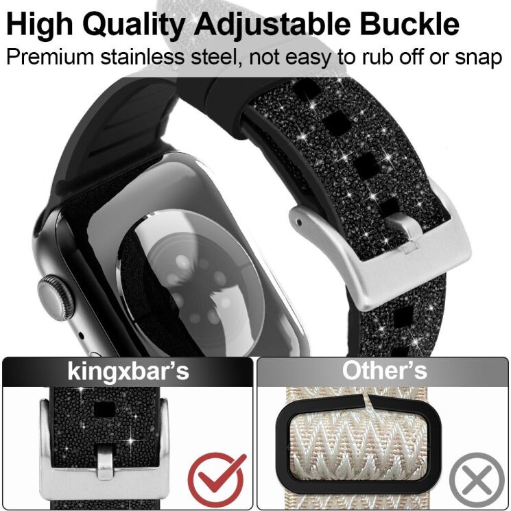 Ремінець KINGXBAR Glitter Series для Apple Watch 42 (Series 10) / 41 / 40 / SE 40 / 38 - Blue: фото 4 з 8