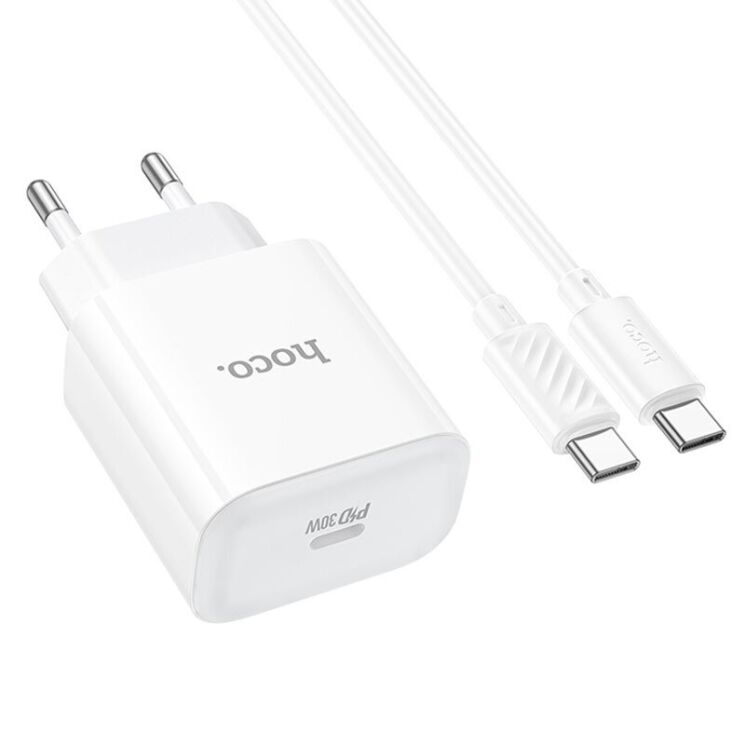 Сетевое зарядное устройство Hoco C76A Pro PD30W + кабель Type-C to Type-C - White: фото 5 из 9