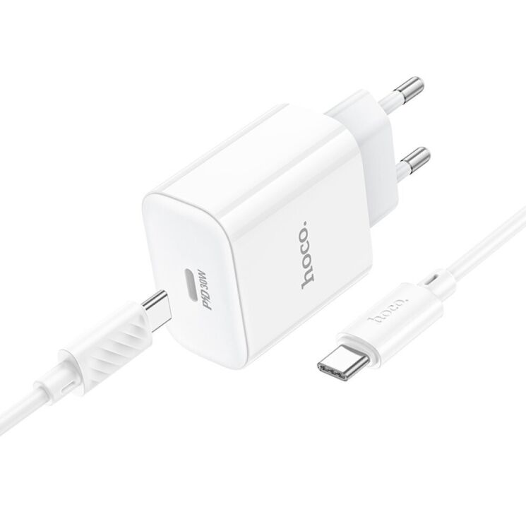 Сетевое зарядное устройство Hoco C76A Pro PD30W + кабель Type-C to Type-C - White: фото 2 из 9