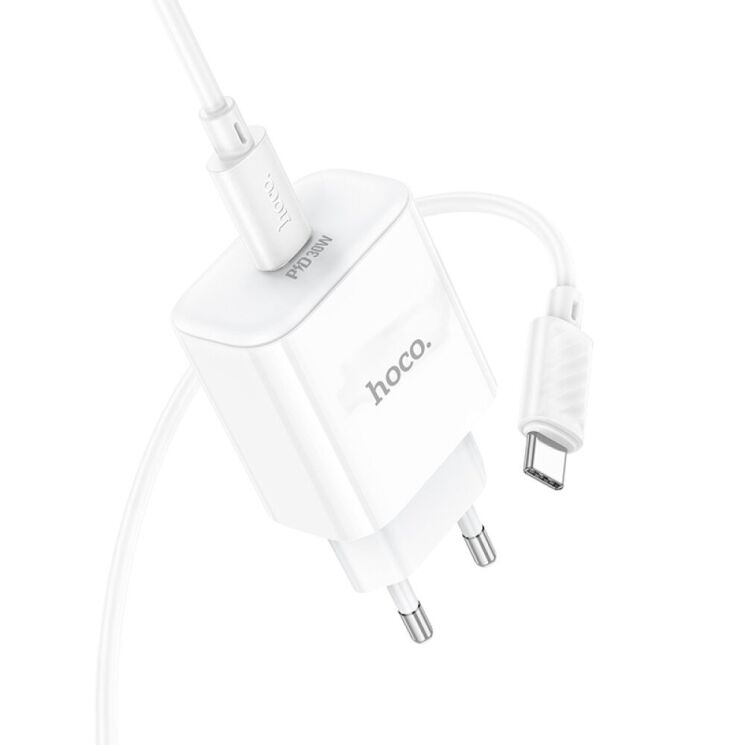 Сетевое зарядное устройство Hoco C76A Pro PD30W + кабель Type-C to Type-C - White: фото 3 из 9