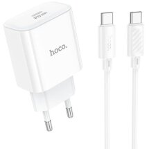 Сетевое зарядное устройство Hoco C76A Pro PD30W + кабель Type-C to Type-C - White: фото 1 из 9