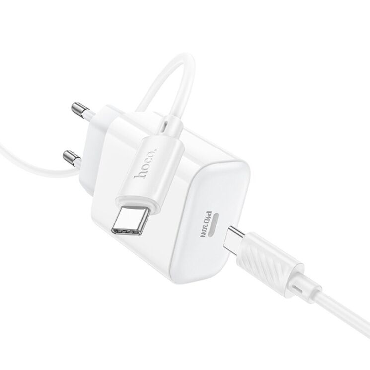 Сетевое зарядное устройство Hoco C76A Pro PD30W + кабель Type-C to Type-C - White: фото 4 из 9