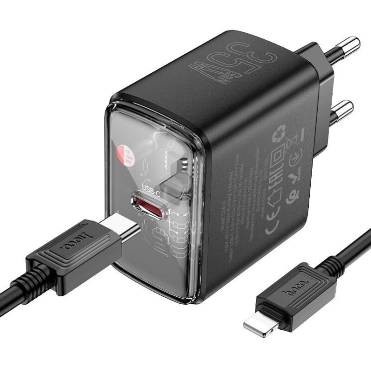 Сетевое зарядное устройство Hoco CS41A 35W + кабель Type-C to Lightning - Black: фото 2 из 10