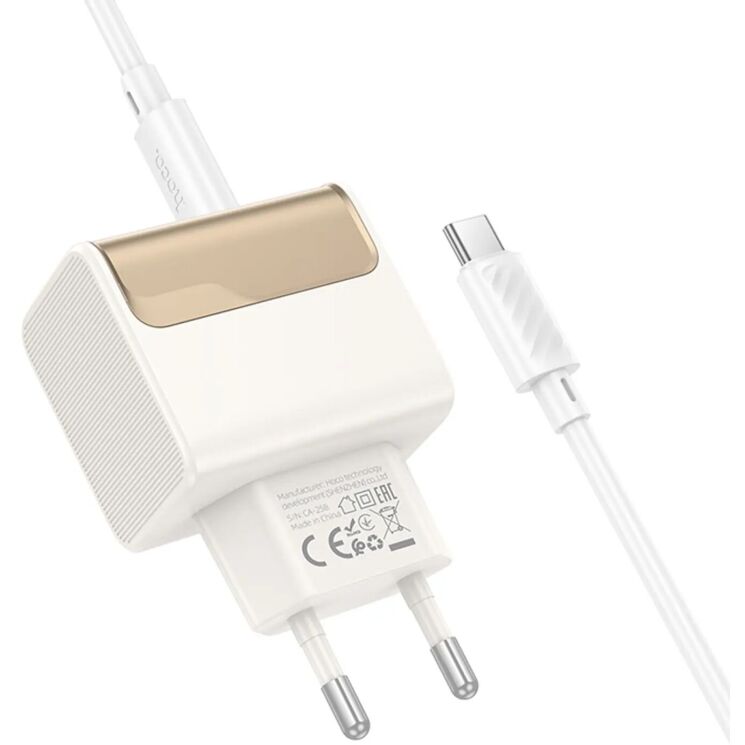 Мережевий зарядний пристрій Hoco CS73A PD30W + QC3.0 (USB + Type-C) + кабель Type-C to Type-C - White: фото 3 з 5