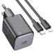 Сетевое зарядное устройство Hoco N40 Mighty 1C PD20W + кабель Type-C to Lightning - Black (346139B). Фото 1 из 6