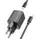 Сетевое зарядное устройство Hoco N40 Mighty 1C PD20W + кабель Type-C to Lightning - Black (346139B). Фото 2 из 6