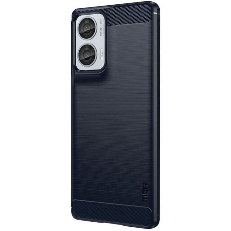 Силиконовый (TPU) чехол MOFI Carbon Fiber для Motorola Moto G85 - Blue: фото 2 из 9