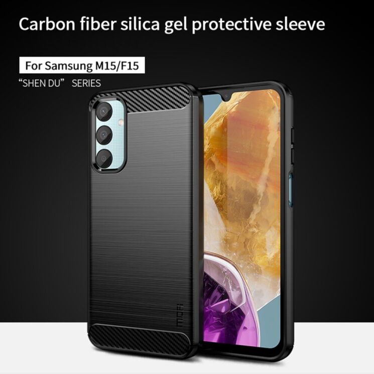 Силиконовый (TPU) чехол MOFI Carbon Fiber для Samsung Galaxy M15 (M156) - Black: фото 3 из 11