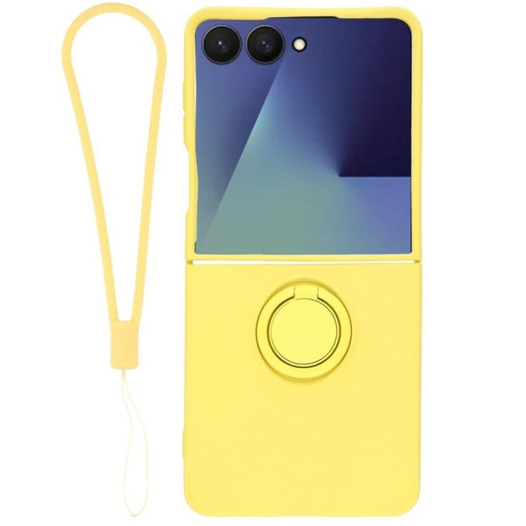 Силиконовый (TPU) чехол с кольцом Deexe Color Shell (FF) для Samsung Galaxy Flip 8 - Yellow: фото 1 из 5
