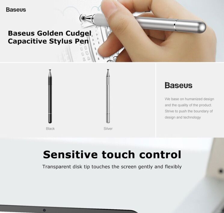 Стилус Baseus Golden Cudgel Capacitive Stylus Pen (ACPCL-0S) - Silver: фото 8 з 19