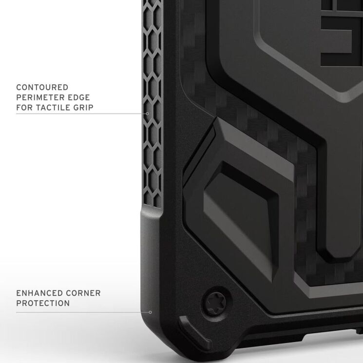 Ударостійкий чохол URBAN ARMOR GEAR Monarch Pro MagSafe для Samsung Galaxy S26 (S942) 214515114242 - Carbon Fiber: фото 7 з 10