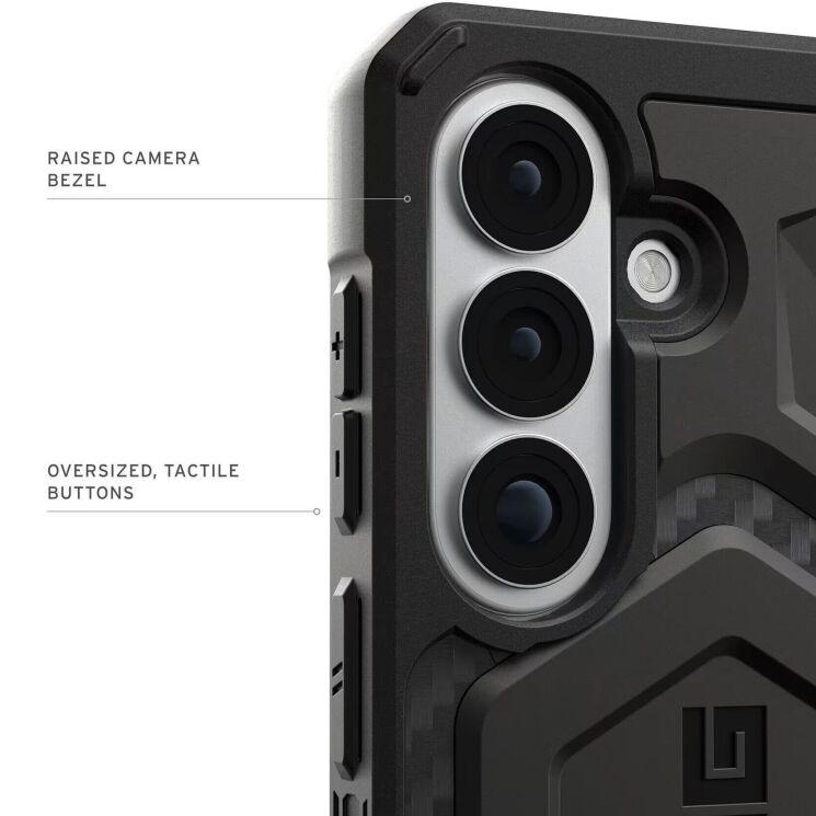 Ударостійкий чохол URBAN ARMOR GEAR Monarch Pro MagSafe для Samsung Galaxy S26 (S942) 214515114242 - Carbon Fiber: фото 9 з 10