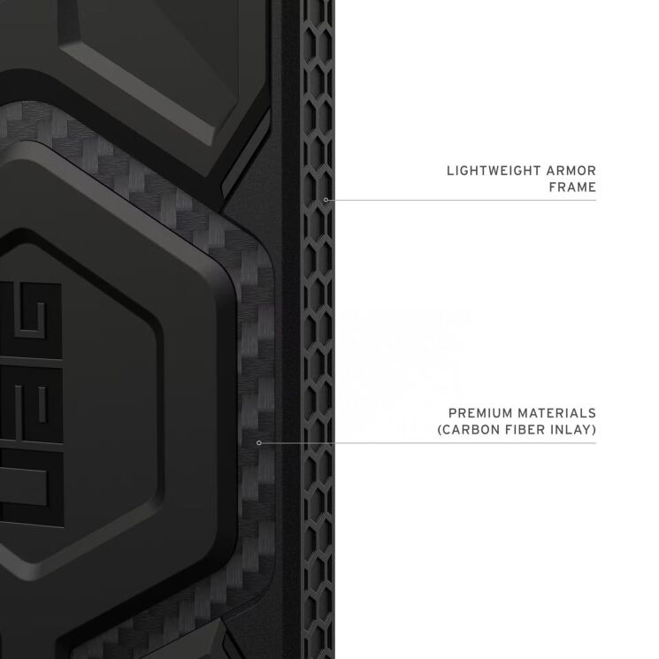 Ударостійкий чохол URBAN ARMOR GEAR Monarch Pro MagSafe для Samsung Galaxy S26 (S942) 214515114242 - Carbon Fiber: фото 10 з 10