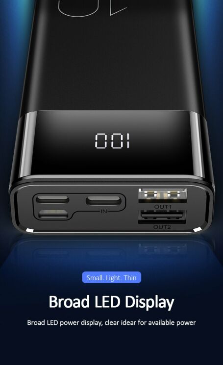 Внешний аккумулятор USAMS US-CD97 Dual USB Digital (10000mAh) - Black: фото 11 из 19