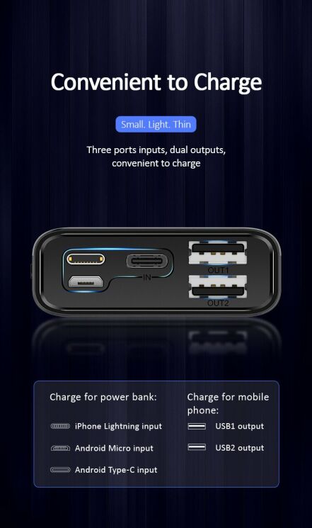 Внешний аккумулятор USAMS US-CD97 Dual USB Digital (10000mAh) - Black: фото 6 из 19