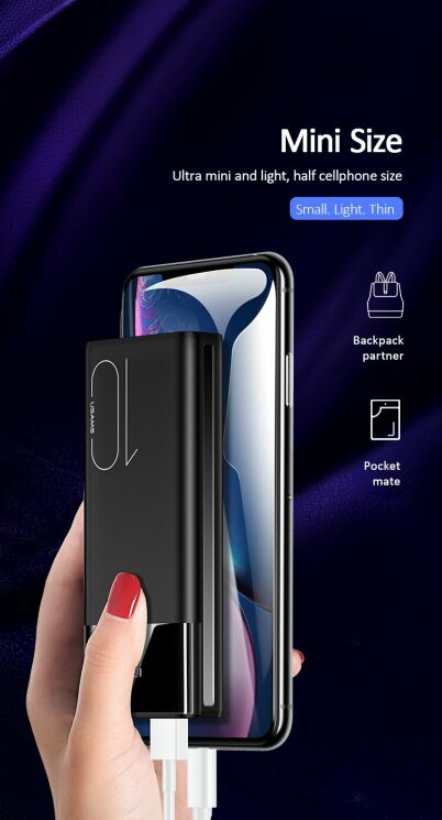 Внешний аккумулятор USAMS US-CD97 Dual USB Digital (10000mAh) - Black: фото 9 из 19