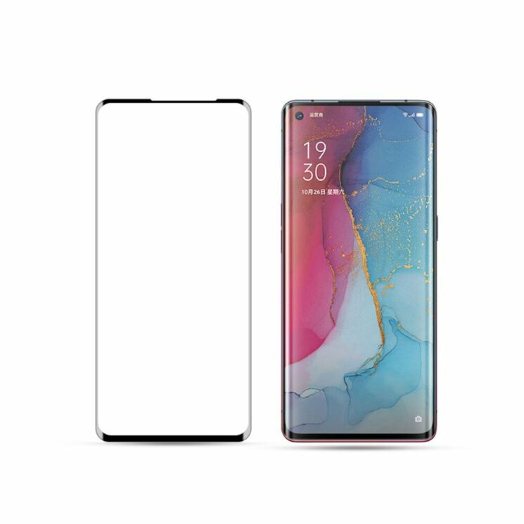 Защитное стекло AMORUS 3D Curved Full Glue для OPPO Reno 3 Pro - Black: фото 2 из 7