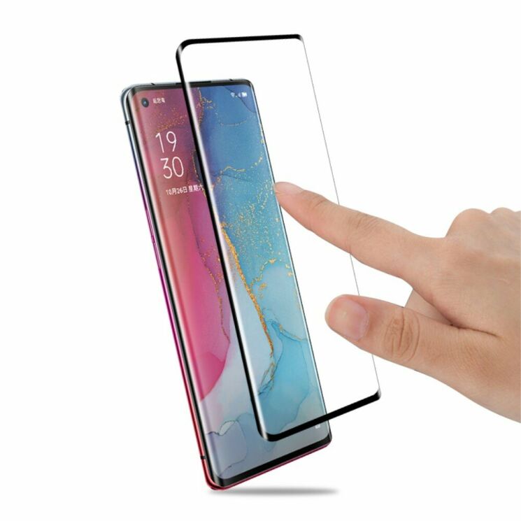Защитное стекло AMORUS 3D Curved Full Glue для OPPO Reno 3 Pro - Black: фото 4 из 7