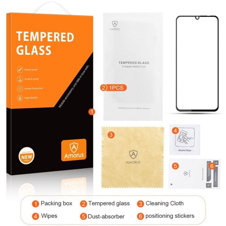 Защитное стекло AMORUS Full Glue Tempered Glass для Realme C61 / C63 / Note 60x - Black: фото 8 из 9