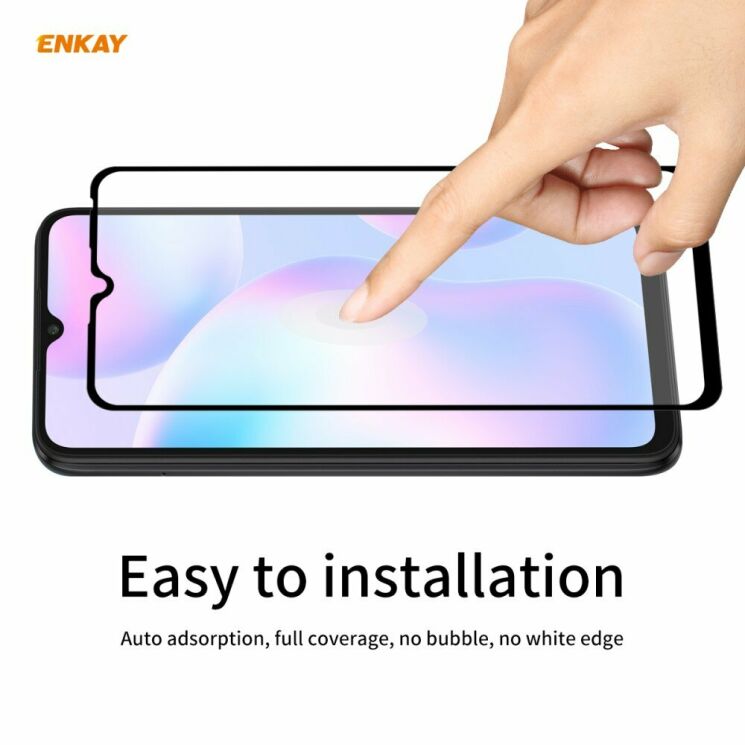 Защитное стекло ENKAY Full Glue для Xiaomi Redmi 9 / Redmi 9A / Redmi 9C - Black: фото 6 из 11
