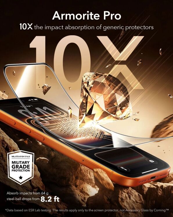 Защитное стекло ESR UltraFit Armorite Pro для iPhone 17 Pro Max - Black: фото 3 из 6